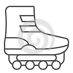 Roller skates thin line icon. Shoe on casters vector illustration isolated on white. Footwear outline style design