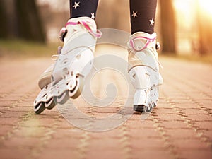 Roller skating in the park