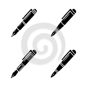 Rollerball Pen Solid Icons Office Set