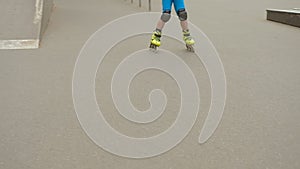 Rollerblade braking training confident boy trick