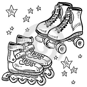 Rollerblades and rollerskates vector
