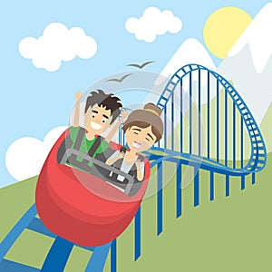 Rollercoaster in amusement park.