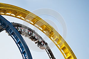 Rollercoaster looping ride on fun fair