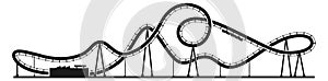 Rollercoaster silhouette. Black carnival ride icon. Amusement park symbol