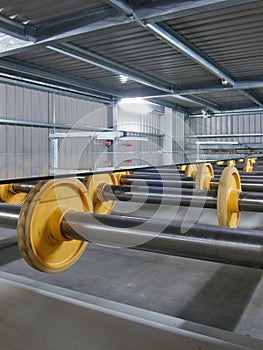 Rollers in a glass factory