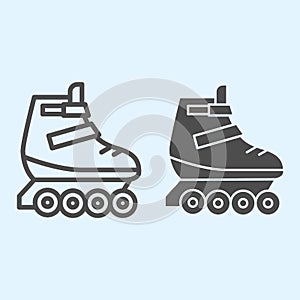 Rollers line and solid icon. Skates roller shoes. Sport vector design concept, outline style pictogram on white