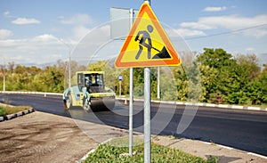 Rollers rollin fresh hot asphalt on the new road. Road construction. Construction of a new road