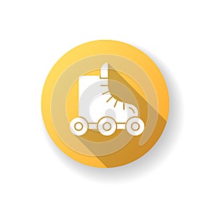 Rollerskate yellow flat design long shadow glyph icon