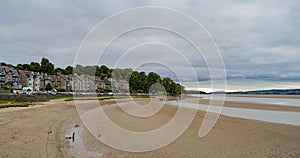 Rolling beach at Arnside, a small village-type settlement facing a large estuary