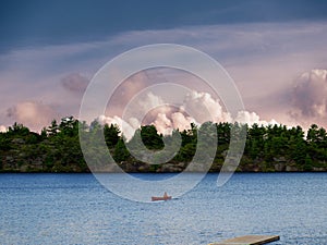 Rolling clouds over the lake near Muskoka, ON, Canada