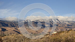 Rolling Clouds over the Town of Jerome Arizona Wide Shot Time Lapse