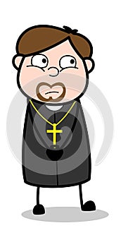 Rolling Eyes - Cartoon Priest Religious Vector Illustration