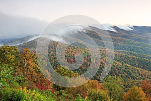 Rolling Fog Autumn Blue Ridge Mountains North Carolina