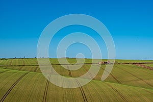 Rolling Green Fields with clear blue sky