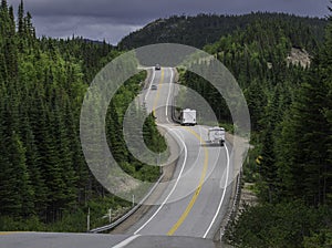 Rolling highway and hills in Charlevoix Quebec