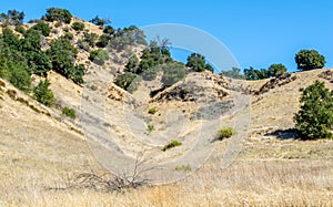 Rolling hills and canyon in the Santa Monica Mountains of California