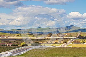 Rolling hills and clouds landscape near livermore California with vineyards