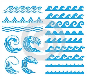 rolling ocean sea wave stream line pattern vector graphic design set photo