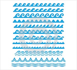 rolling ocean sea wave stream line seamless pattern vector graphic design set photo