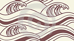 Rolling Ocean Waves Pattern, Nautical Sea Design, vector design Generative AI