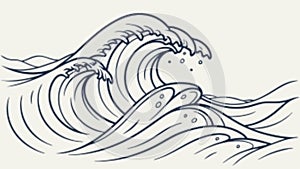 Rolling Ocean Waves and Seabirds in Motion, vector design Generative AI