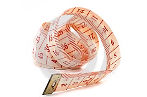 Rolling out measuring tape, on its side