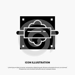 Rolling, Pin, Bread, Kitchen Solid Black Glyph Icon
