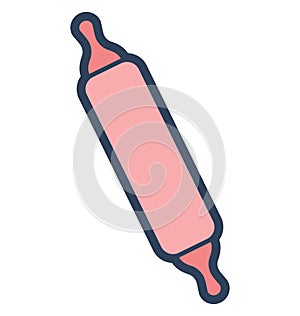 Rolling Pin Isolated Vector icon which can be easily modified or edit