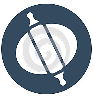 Rolling Pin Isolated Vector icon which can be easily modified or edit