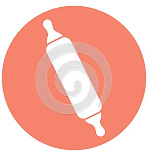 Rolling Pin Isolated Vector icon which can be easily modified or edit