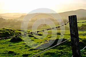 Rolling Scottish Landscape With Fence In Foreground