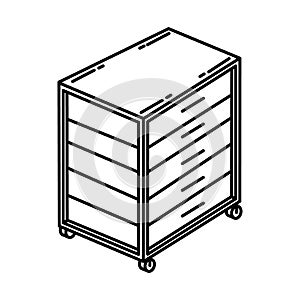 Rolling Tool Chest Icon. Doodle Hand Drawn or Outline Icon Style