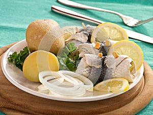 Rollmop herring with jacket potatoes