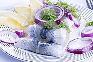 Rollmops on a plate
