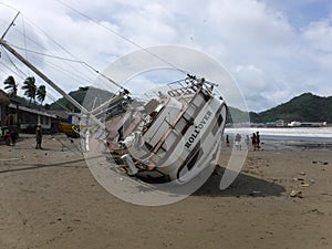 The Rollover Yacht beached in San Juan Del Sur