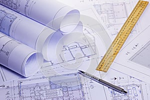 Rolls of architectural house plans