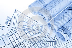 Rolls of architecture blueprints