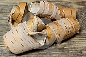 Rolls of birch Bark