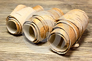 Rolls of birch Bark