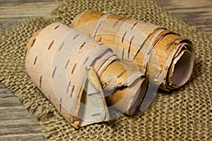 Rolls of birch Bark