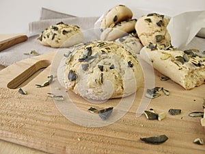Rolls and breadsticks with pumpkin seed