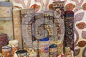 Rolls of Carpets and Rugs in Turkey