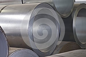 Rolls of cold-rolled galvanized steel in stock