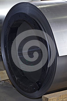 Rolls of cold-rolled galvanized steel in stock