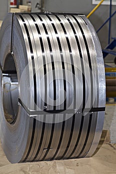 Rolls of cold-rolled galvanized steel in stock