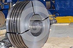 Rolls of cold-rolled galvanized steel in stock