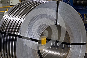 Rolls of cold-rolled galvanized steel in stock