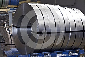 Rolls of cold-rolled galvanized steel in stock