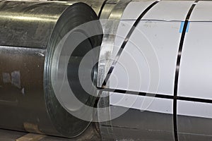 Rolls of cold-rolled galvanized steel in stock