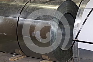 Rolls of cold-rolled galvanized steel in stock